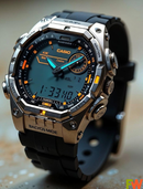 CSW-110021-FC Solar Analog Black Silver Watch.